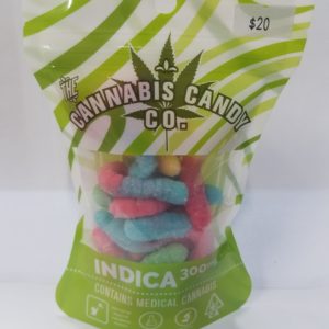 The Cannabis Candy Co: Sour Worms 300mg (Indica)