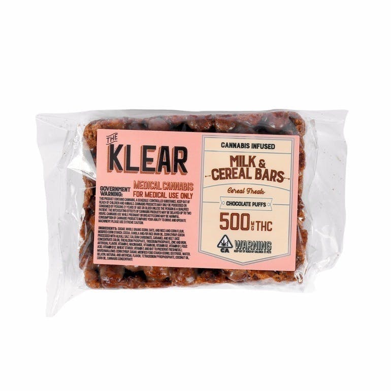 The Klear Cereal Bar Milk and Cereal: Chocolate Puffs 500 mg