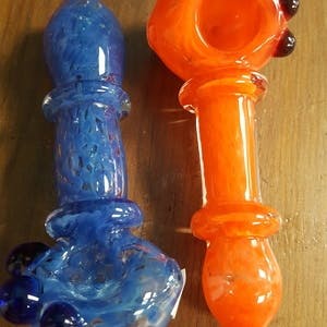 Triple Knocker Frit Mouth Hand Pipe 4.5"