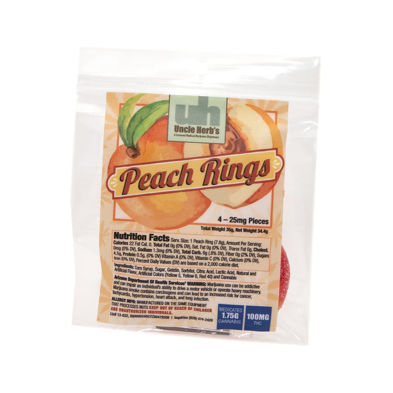 Uncle Herbs 100MG Peach Rings