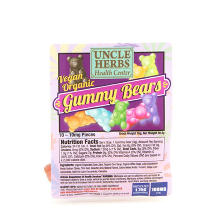 Uncle Herb's 250mg Vegan Organic Gummy Bears