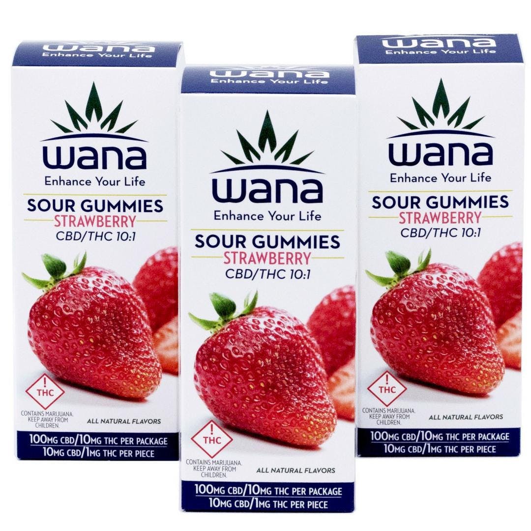 Wana Gummies | 10:1 CBD : THC Sour Strawberry