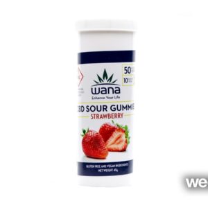 Wana Sour Gummies - Strawberry Indica (50mgTHC)