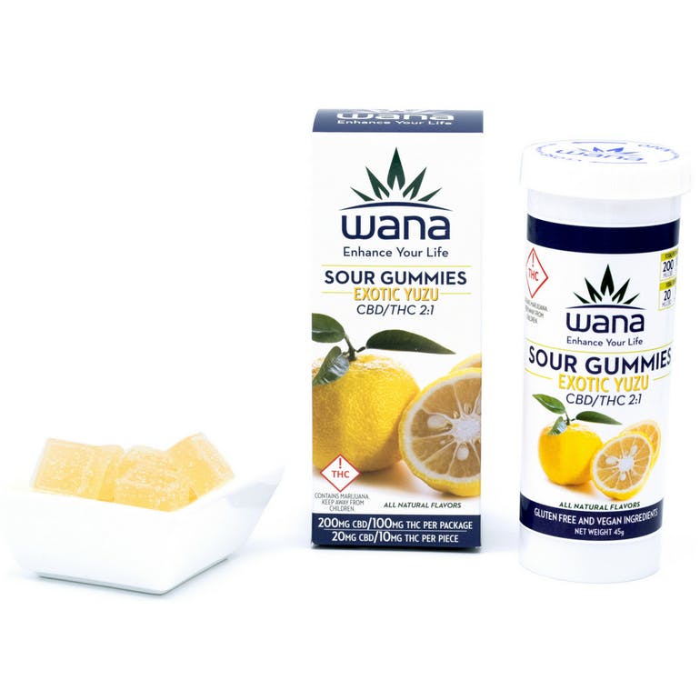 Wana's Exotic Yuzu CBD/THC 2:1 Sour Gummies
