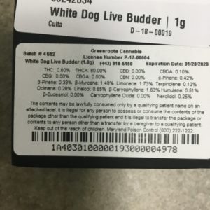 White Dog Live Budder By Grassroots