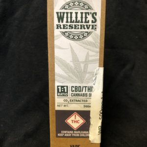Willie's Reserve - 500 mg 1:1 THC/CBD Cartridge